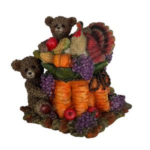Thanksgiving Fall Decor Figurine Harvest Turkey Bear Resin Table Top Centerpiece